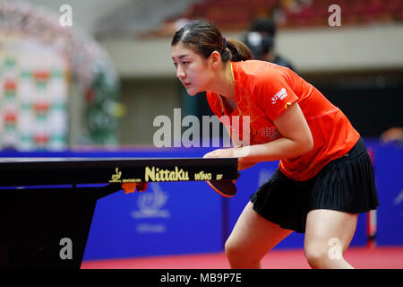 Chen Meng (CHN), 8. APRIL 2018 - Tischtennis: 31 LION ITTF ATTU Cup Yokohama 2018 Damen Einzel Finale von Yokohama kulturellen Gymnasium, Kanagawa, Japan. (Foto von LBA SPORT) Stockfoto