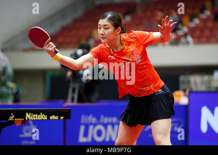 Chen Meng (CHN), 8. APRIL 2018 - Tischtennis: 31 LION ITTF ATTU Cup Yokohama 2018 Damen Einzel Finale von Yokohama kulturellen Gymnasium, Kanagawa, Japan. (Foto von LBA SPORT) Stockfoto