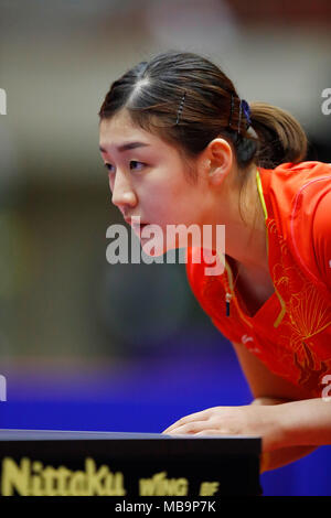 Chen Meng (CHN), 8. APRIL 2018 - Tischtennis: 31 LION ITTF ATTU Cup Yokohama 2018 Damen Einzel Finale von Yokohama kulturellen Gymnasium, Kanagawa, Japan. (Foto von LBA SPORT) Stockfoto