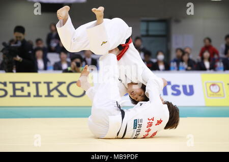 Fukuoka, Japan. 8 Apr, 2018. Ai Shishime Judo: All Japan ausgewählte Judo's Meisterschaften Frauen -52 kg Finale in Fukuoka, Japan. Credit: Sho Tamura/LBA SPORT/Alamy leben Nachrichten Stockfoto