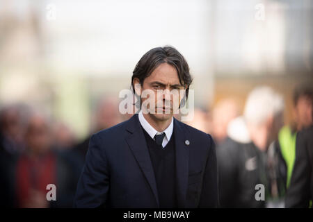 Filippo Inzaghi Trainer von Venezia während des Italienischen erie B' Match zwischen Venezia 1-2 Brescia am Pier Luigi Penzo Stadion am 8. April in Venezia, Italien 2018. Credit: Maurizio Borsari/LBA/Alamy leben Nachrichten Stockfoto