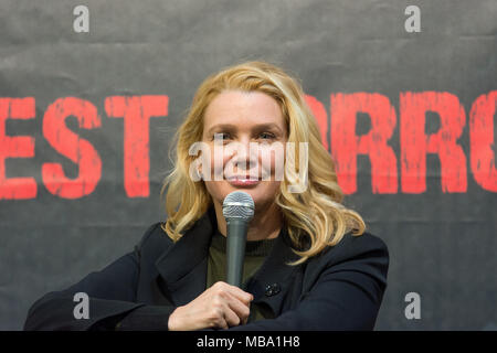 DORTMUND, Deutschland - 8 April: Schauspielerin Laurie Holden (The Walking Dead, The X-Files, Silent Hill) am Wochenende in der Hölle, einem Zweitägigen (April 7-8 2018) Horror-themed Fan Convention. Quelle: Markus Wissmann/Alamy leben Nachrichten Stockfoto