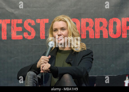 DORTMUND, Deutschland - 8 April: Schauspielerin Laurie Holden (The Walking Dead, The X-Files, Silent Hill) am Wochenende in der Hölle, einem Zweitägigen (April 7-8 2018) Horror-themed Fan Convention. Quelle: Markus Wissmann/Alamy leben Nachrichten Stockfoto