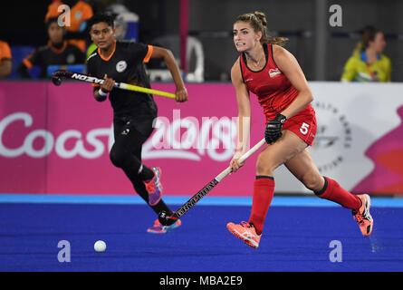 Queensland, Australien. 9. April 2018. Sarah Haycroft (ENG). England v Malaysia. Hockey der Frauen. XXI Commonwealth Games. Gold Coast Hockey Centre. Gold Coast 2018. Queensland. Australien. 09.04.2018. Credit: Sport in Bildern/Alamy leben Nachrichten Stockfoto