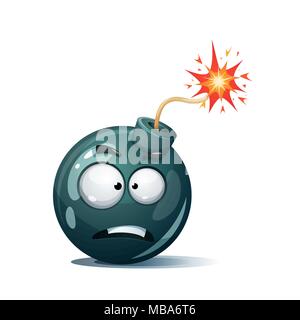Cartoon Bombe, Sicherung, Wick, funken Symbol. Erschrocken smiley. Stock Vektor