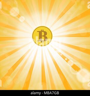 Gelbe Bitcoin Symbol. Crypto Währung Konzept Stock Vektor