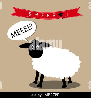 Schafe sagen schläfrig. Schaf mit Sprechblase. Illustration Design Stock Vektor