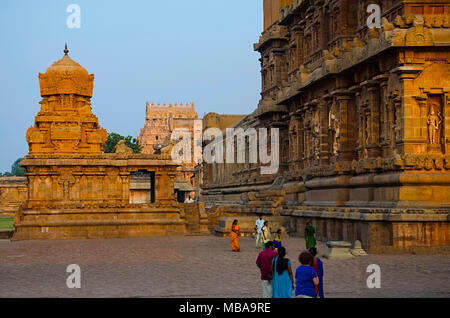 Brihadisvara Tempel, Thanjavur, Tamil Nadu, Indien. Hindu Tempel zu Lord Shiva gewidmet, es ist eines der größten indischen Tempel Stockfoto