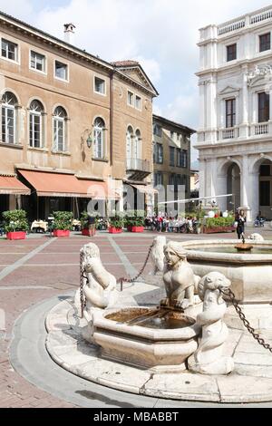 Piazza Vecchia Bergamo, Italien Stockfoto