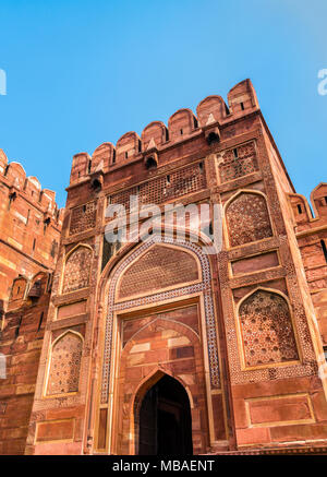 Amar Singh Gate des Agra Fort. UNESCO-Weltkulturerbe in Indien Stockfoto