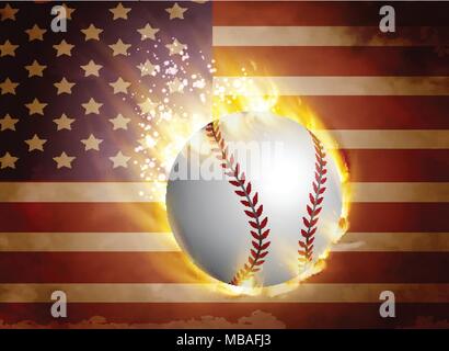 Baseball Ball auf Flag Stock Vektor