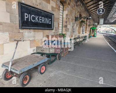 Die alten Bahnhof in Pickering, North Yorkshire, England, Großbritannien Stockfoto