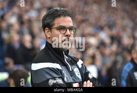 Huddersfield Head Coach David Wagner während der Premier League Match zwischen Brighton und Hove Albion und Huddersfield Town an der American Express Community Stadion in Brighton und Hove. 07 Apr 2018 nur für den redaktionellen Gebrauch bestimmt. Kein Merchandising. Für Fußball Bilder FA und Premier League Einschränkungen Inc. kein Internet/Mobile Nutzung ohne fapl Lizenz - für Details Kontakt Fußball Dataco Stockfoto