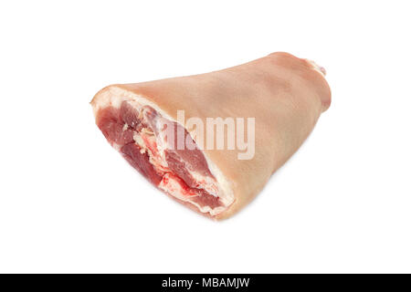 Rohes Schweinefleisch bein Schinken auf weißem Hintergrund Stockfoto