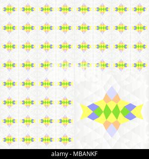 Nahtlose bunte geometrische Muster von blau, grün, gelb, braun Farben auf Farbverlauf Grau Textur. Vector Illustration, EPS 10. Stock Vektor