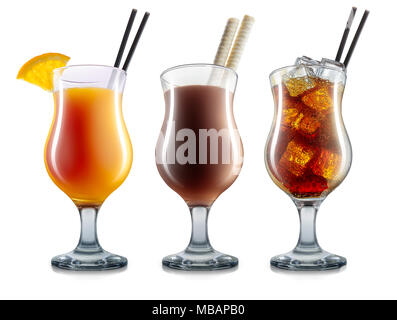 Satz von Cocktails auf weißem Hintergrund Stockfoto