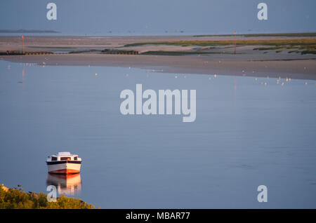 Boot an der Mündung des Saint Valery-Sur-Somme Stockfoto