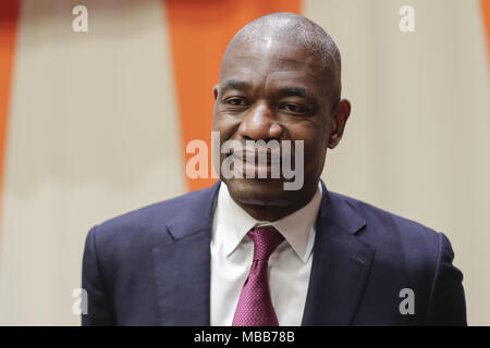New York, NY, USA. 9 Apr, 2018. Vereinten Nationen, New York, USA, April 09 2018 - Dykembe Mutombo während UNODC Special Event zur Kriminalprävention und der nachhaltigen Entwicklung durch Sport heute auf das UN-Hauptquartier in New York City. Foto: Luiz Rampelotto/EuropaNewswire Credit: Luiz Rampelotto/ZUMA Draht/Alamy leben Nachrichten Stockfoto