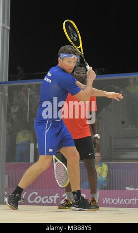 Queensland, Australien. 10 Apr, 2018. Greg LOBBAN (SCO). Mens Doppelzimmer Pool B. Squash. XXI Commonwealth Games. Oxenford Studios. Gold Coast 2018. Queensland. Australien. 10.04.2018. Credit: Sport in Bildern/Alamy leben Nachrichten Stockfoto