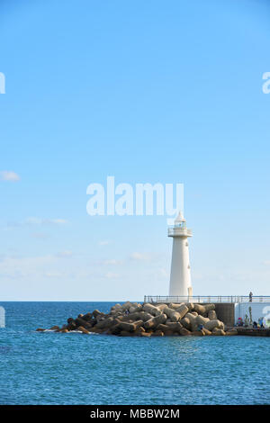 Busan Korea - 22. September 2015: Leuchtturm am Cheongsapo Port. Cheongsapo ist ein Fischerdorf, kleinen Hafen in der Nähe von Haeundae Beach und Dalmaji Hill in Busan, Kor Stockfoto