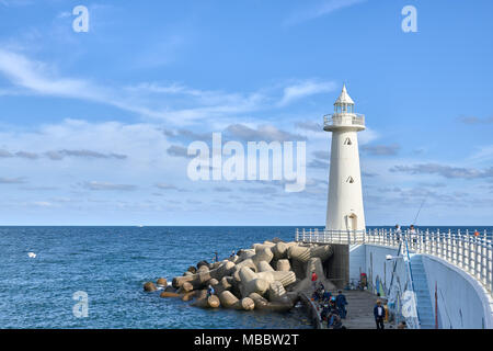 Busan Korea - 22. September 2015: Leuchtturm am Cheongsapo Port. Cheongsapo ist ein Fischerdorf, kleinen Hafen in der Nähe von Haeundae Beach und Dalmaji Hill in Busan, Kor Stockfoto