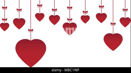 Valentinstag hängende Herzen Hintergrund Stock Vektor