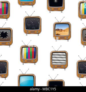 Nahtlose Muster mit retro Fernsehgeräte. Farbenfrohe abstrakte vector Hintergrund. Stock Vektor