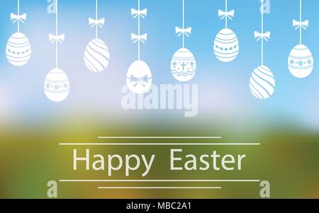 Ostereier aufhängen Ornamente. Frohe Ostern Hintergrund Stock Vektor