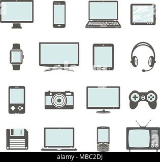 Moderne digitale Geräte und elektronische Geräte Symbole. Vector Illustration. Stock Vektor