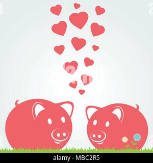 Paar Schweine. Vector Illustration Stock Vektor