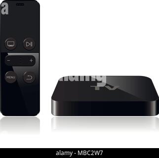 Smart-TV mit Fernbedienung, moderne airplay Fernsehen, Vector Illustration isoliert auf weißem ackground. Stock Vektor