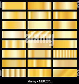 Sammlung von goldenen Gradient Hintergründe. Satz von Gold Metallic Texturen. Vector Illustration Stock Vektor