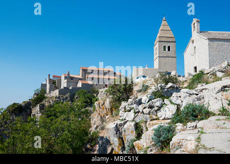 Pfarrkirche der Heiligen Jungfrau Maria, Lubenice, Cres Insel, Golf von Kvarner Bucht, Kroatien Stockfoto