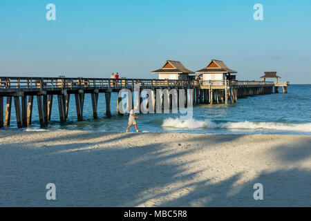 Früh morgens am Naples Pier entlang der Florida Gulf Coast, Naples, Florida, USA Stockfoto