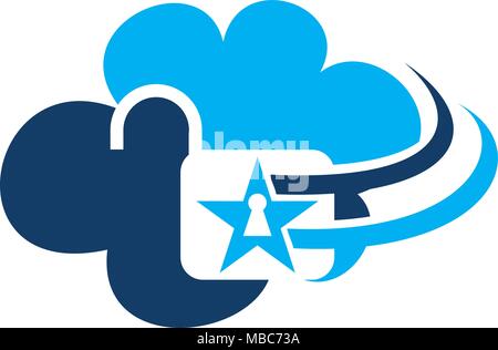 Cloud Secure Logo Design Template Vector Stock Vektor