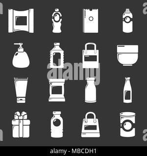 Packagiong store shop Icons Set grau Vektor Stock Vektor