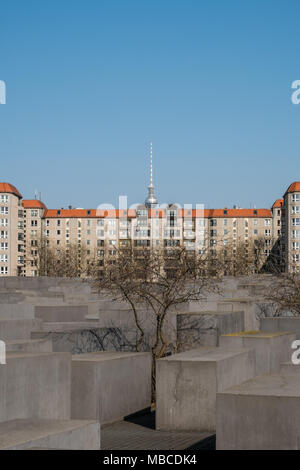 Berlin, Deutschland - April 2018: Das Denkmal für die ermordeten Juden Europas a.k.a. die Holocaust Mahnmal Berlin, Deutschland - Stockfoto