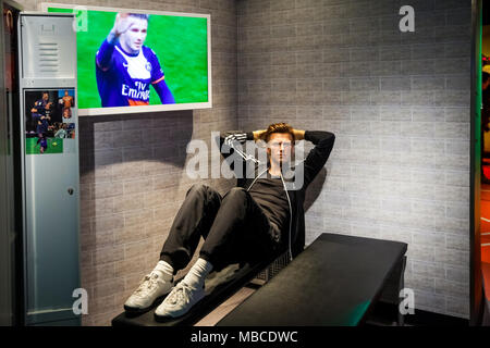 Wachsfigur von David Beckham soccer Player in Madame Tussauds Wax Museum in Amsterdam, Niederlande Stockfoto