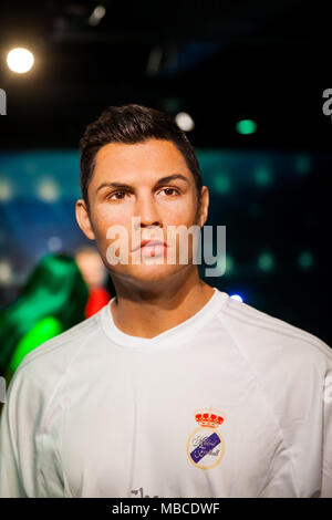 Wachsfigur von Cristiano Ronaldo Fussball Spieler in Madame Tussauds Wax Museum in Amsterdam, Niederlande Stockfoto