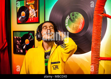 Wachsfigur von Bob Marley Sänger in Madame Tussauds Wachsfigurenkabinett in Amsterdam, Niederlande Stockfoto