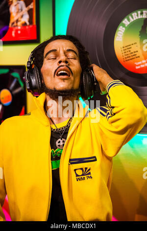 Wachsfigur von Bob Marley Sänger in Madame Tussauds Wachsfigurenkabinett in Amsterdam, Niederlande Stockfoto