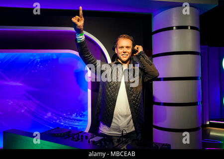 Amsterdam, Niederlande - März 2017: Wachsfigur des Niederländischen DJ, Produzent und Remixer Armin Van Buuren in Madame Tussauds Wax Museum in Amsterdam, Niederlande Stockfoto