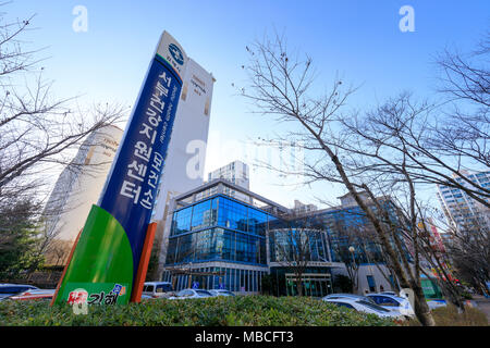 Jangyu, Südkorea - 16. März 2018: Bau von Seobu Health Center in Jangyu Stockfoto