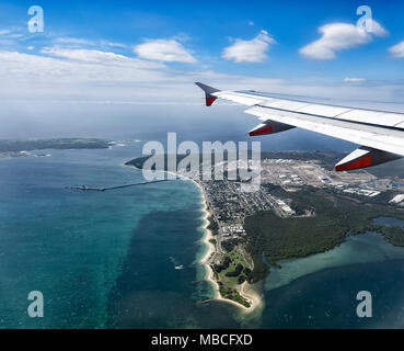 Luftaufnahme von der Küste in der Nähe von Flughafen Sydney, Australien Stockfoto