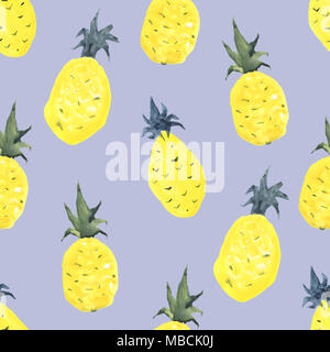 Ananas Hintergrund. Aquarell tropic Muster Stockfoto
