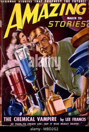 Monster. Abdeckung der erstaunlichen Geschichten, eine amerikanische Science-Fiction-Comic. Illustration von Swiatek, .1949 Stockfoto