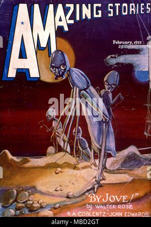Monster. Abdeckung der erstaunlichen Geschichten, eine amerikanische Science-Fiction-Magazin. Illustration von Morey. 1937 Stockfoto