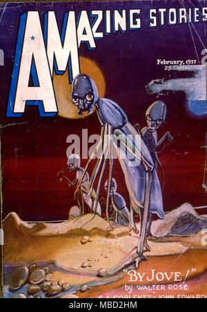 Monster. Abdeckung der erstaunlichen Geschichten, eine amerikanische Science-Fiction-Comic. Illustration von Morey. 1937 Stockfoto