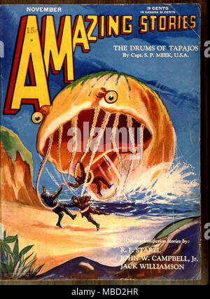 Monster. Abdeckung der erstaunlichen Geschichten, eine amerikanische Science-Fiction-Magazin. Illustration von Morey. .1930 Stockfoto
