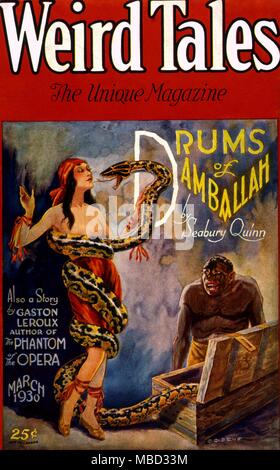 Science Fiction und Horror Zeitschriften. Abdeckung von Weird Tales, März 1930. Kunstwerke von Senf. Stockfoto